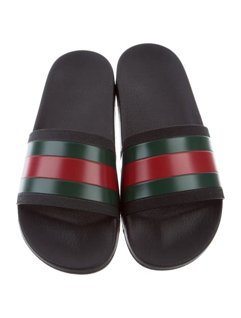 gucci web slide sandal on feet|gucci slide sandals price.